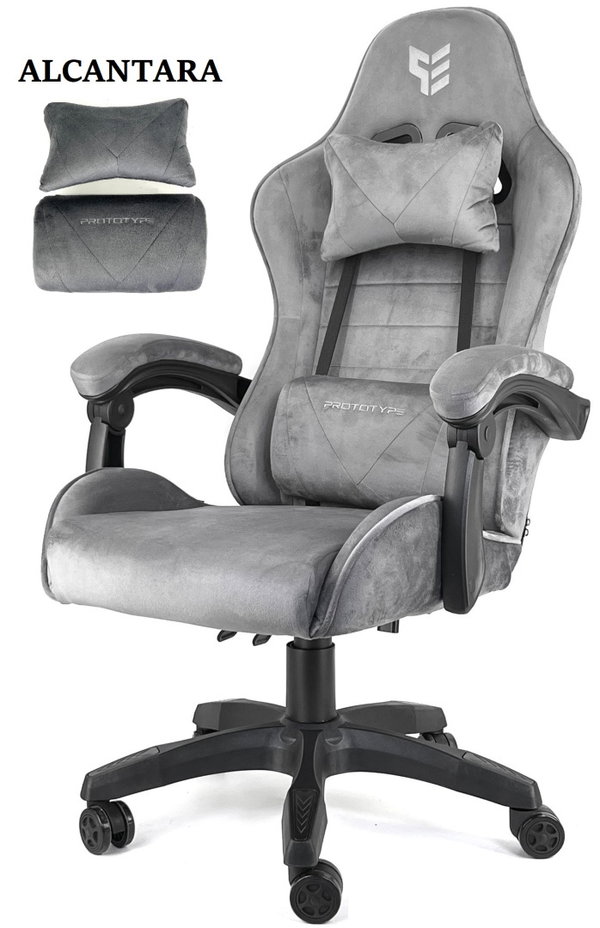 Fotel obrotowy gamingowy ENZO XL GREY ALCANTARA